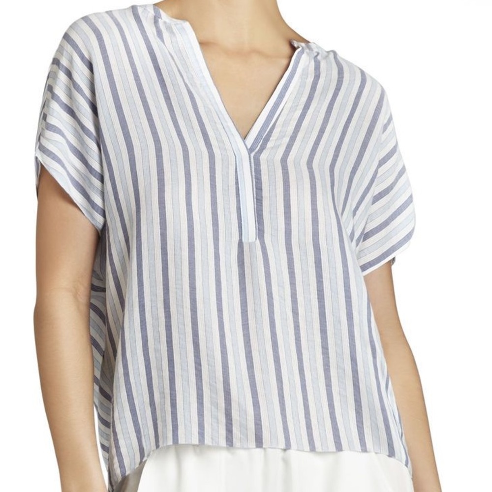 BCBGMaxAzria White and Black Relaxed Dolman Sleeve Blouse